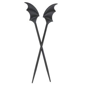 Gothic Bat Wings Hair Sticks Black Metal Accessories Goth Halloween Kreepsville